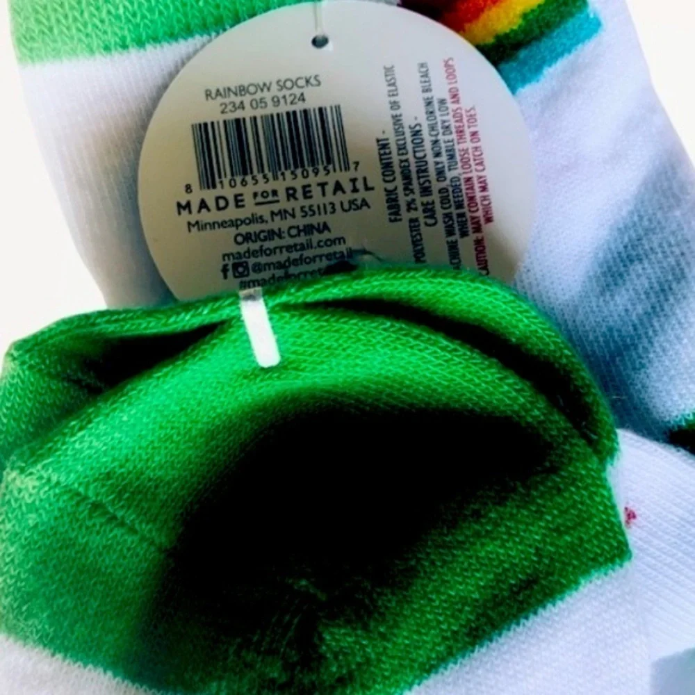 St Patrick Irish Pot of Gold Rainbow Lucky Ankle Socks Adult One Size New Unisex